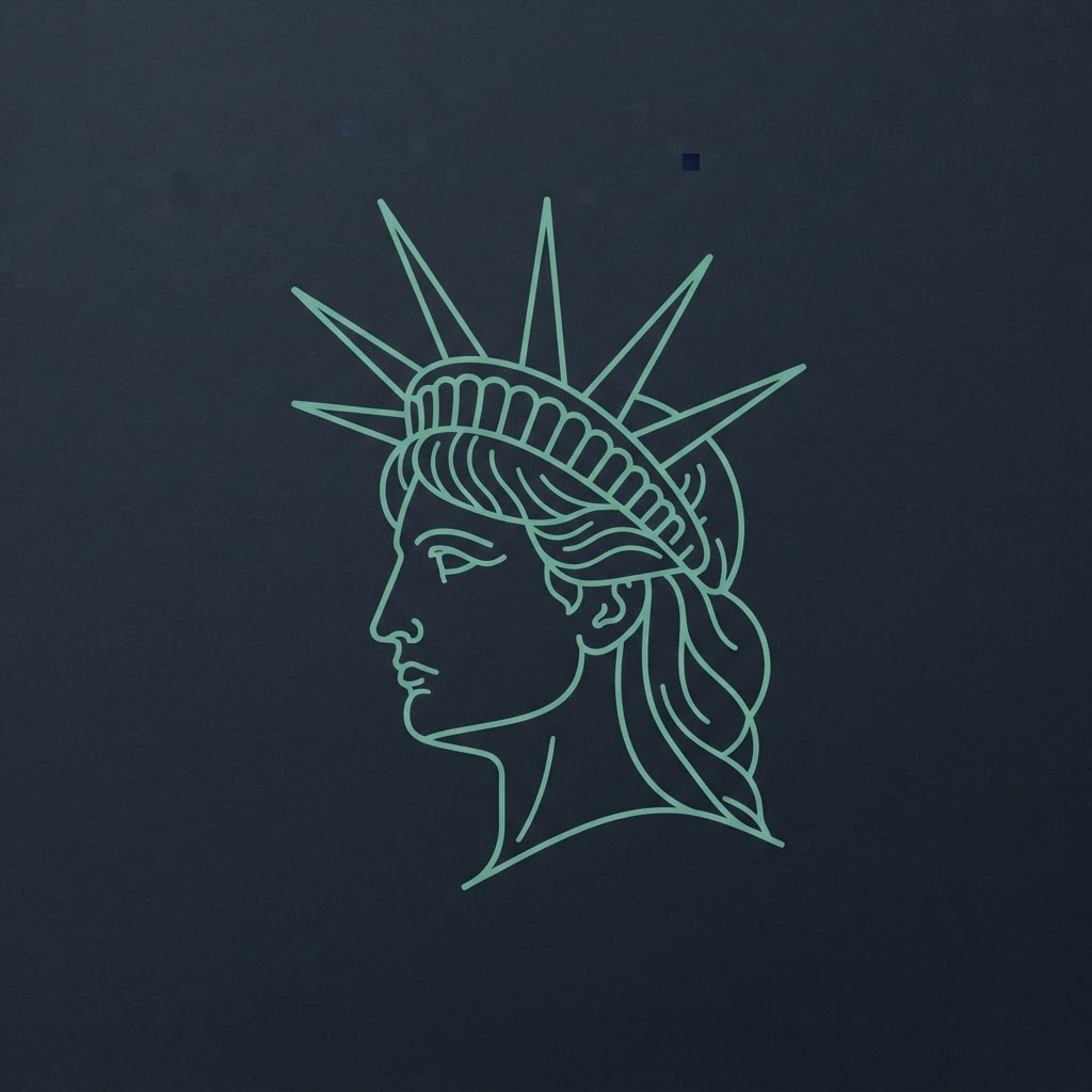 Statue of Liberty crown line-art illustration